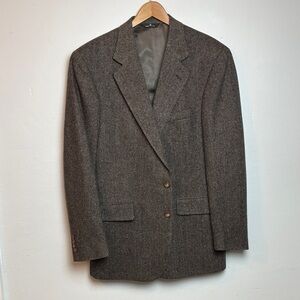 VTG Chaps by Ralph Lauren Men’s Tweed Wool Blazer Jacket Brown Herringbone 44R